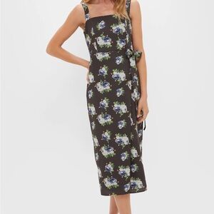 NWT Tuckernuck Brown & Blue Floral Wrap Tasha Midi Dress